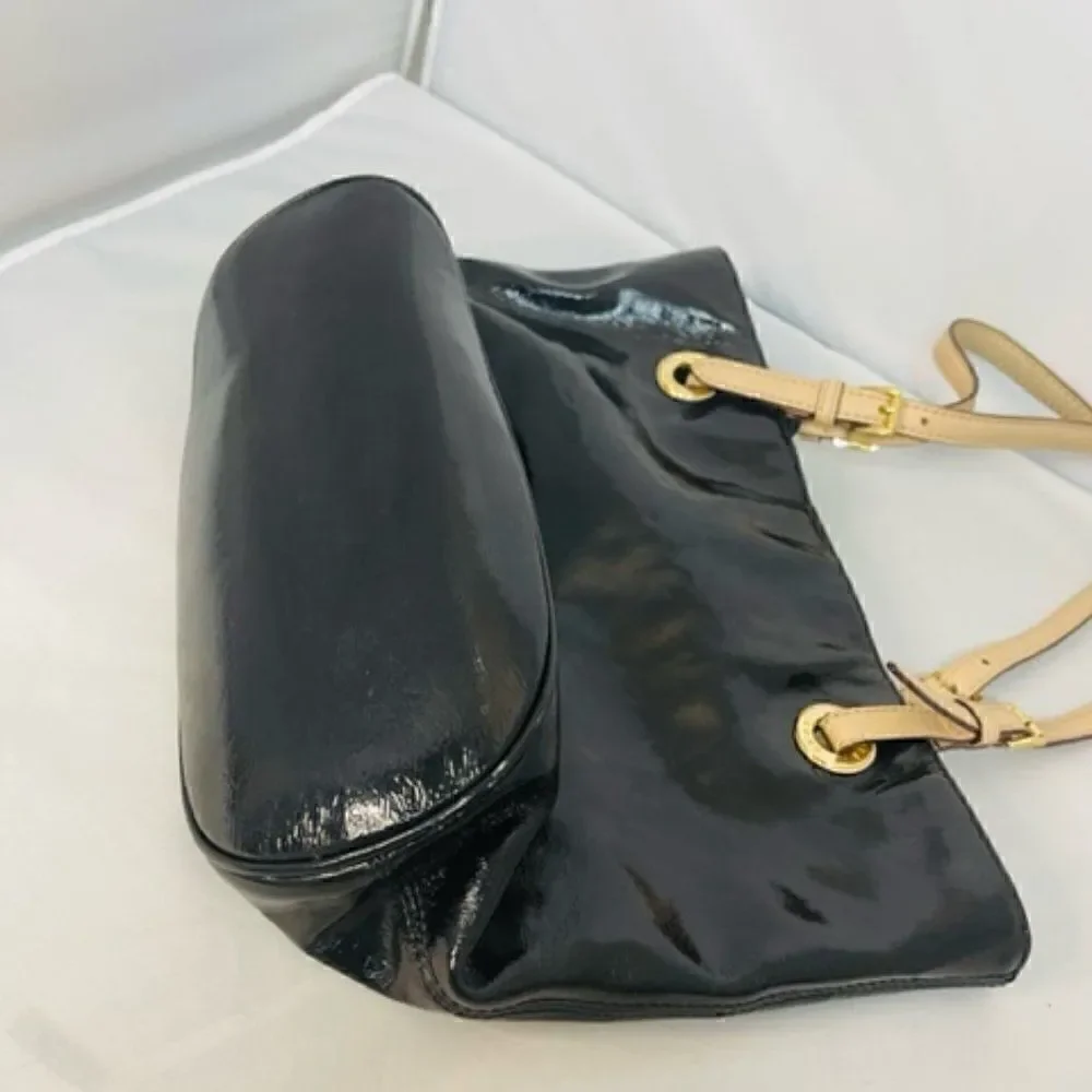 Michael Kors Handbag Black Patent Leather Tote Shoulder Good Condition - does sh